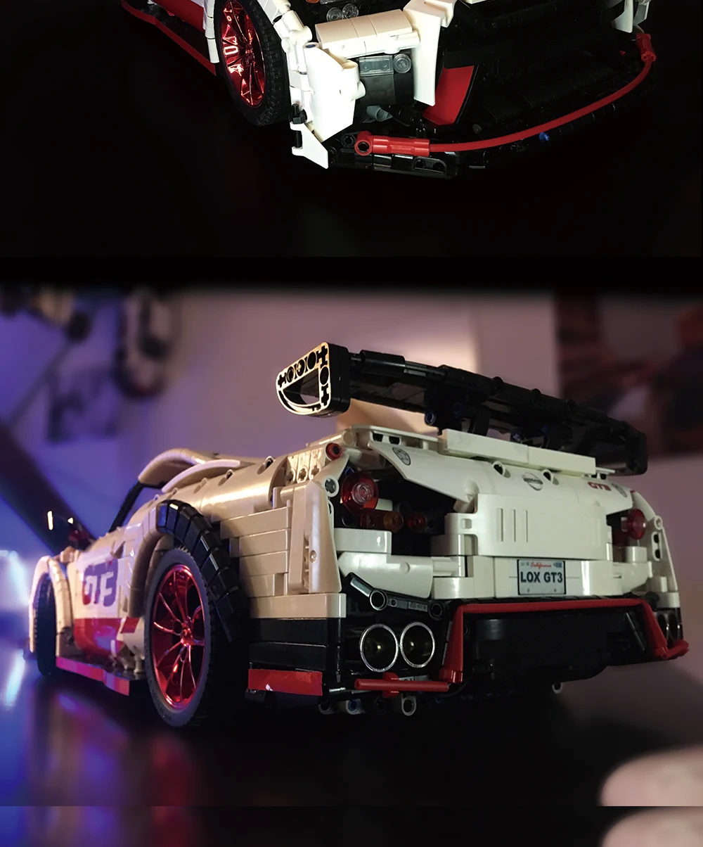 BuildMOC совместимый высокотехнологичная серия MOC 25326 Nissan GTR GT3 электрический пульт дистанционного управления Спортивный Автомобиль Блоки Модель для детей