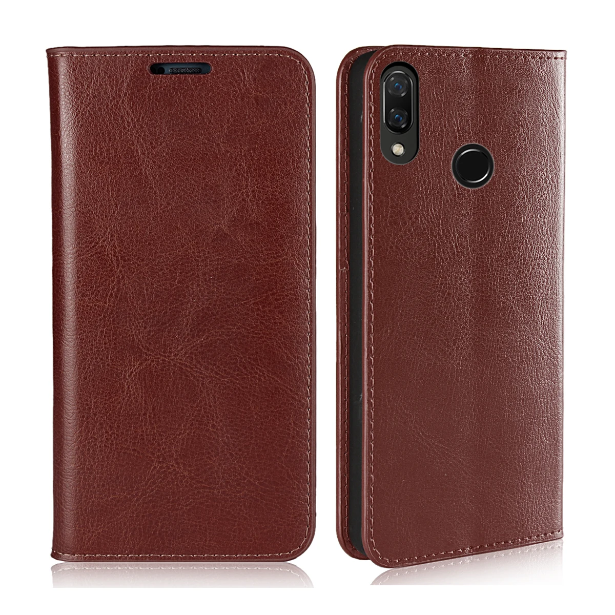 Темно-коричневый Для Xiaomi Redmi Note 7 mi 9 9SE K20 Pro 7A Crazy Horse зернистый чехол из натуральной кожи многофункциональный пылезащитный чехол для мобильного телефона - Цвет: Темно-коричневый