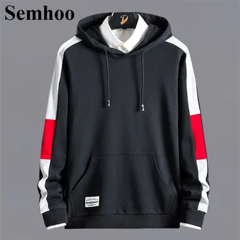 

Men Hoodies Sweatshirts Plus Velent Thick Warm Patchwork Cotton Sweatshirt Homme Casual Loose Plus Size Pullover Hoodies Mens
