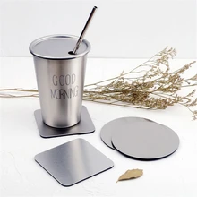 Soffe Ins Style Gold-plated Titanium Stainless Steel Cup Pad Suitable For Coffee Cup  European Non-slip Heat Insulation Mat