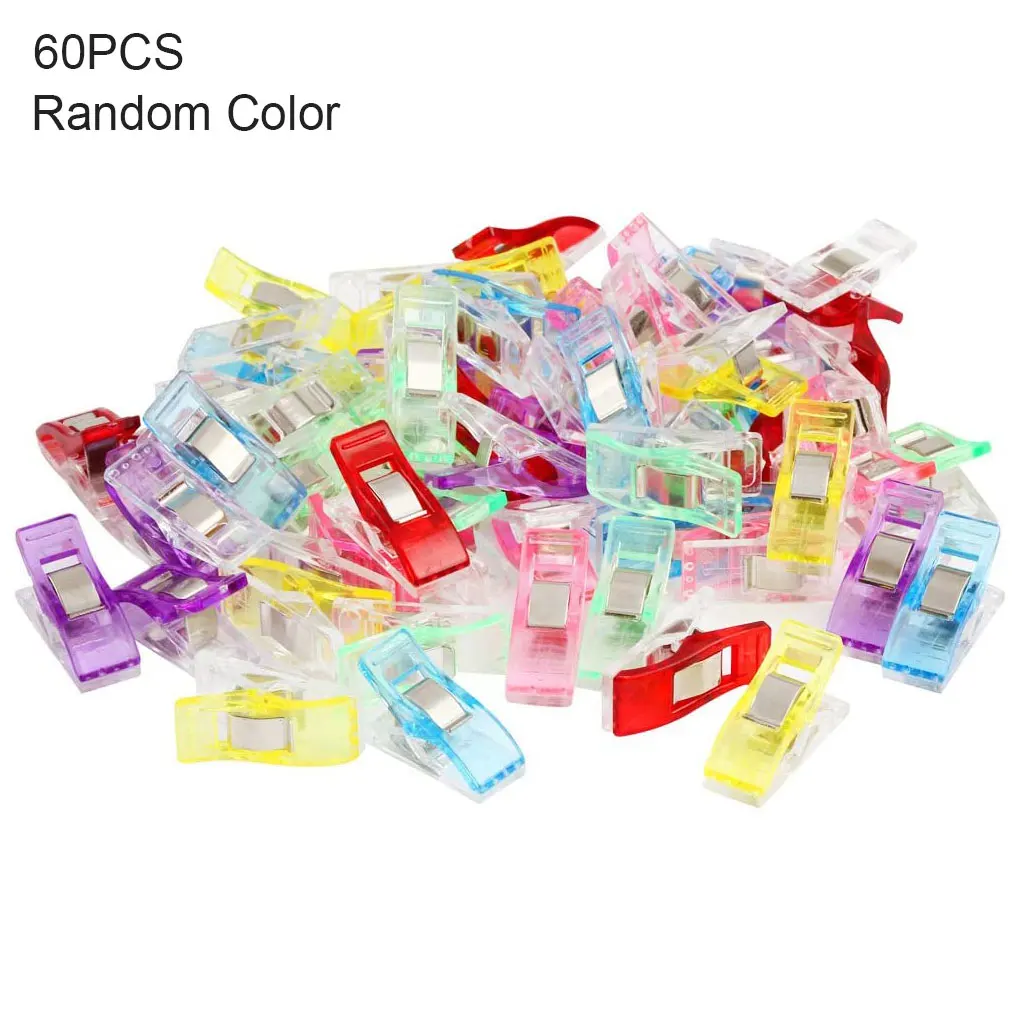 60Pcs Plastic Multi-Purpose Hangers Clips Colorful Sewing Clamps Craft Quilt Binding |