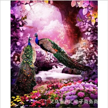 

5D diamond painting Chinese style lovers peacock dot drill cross stitch decorative painting diamond embroidery Paintings