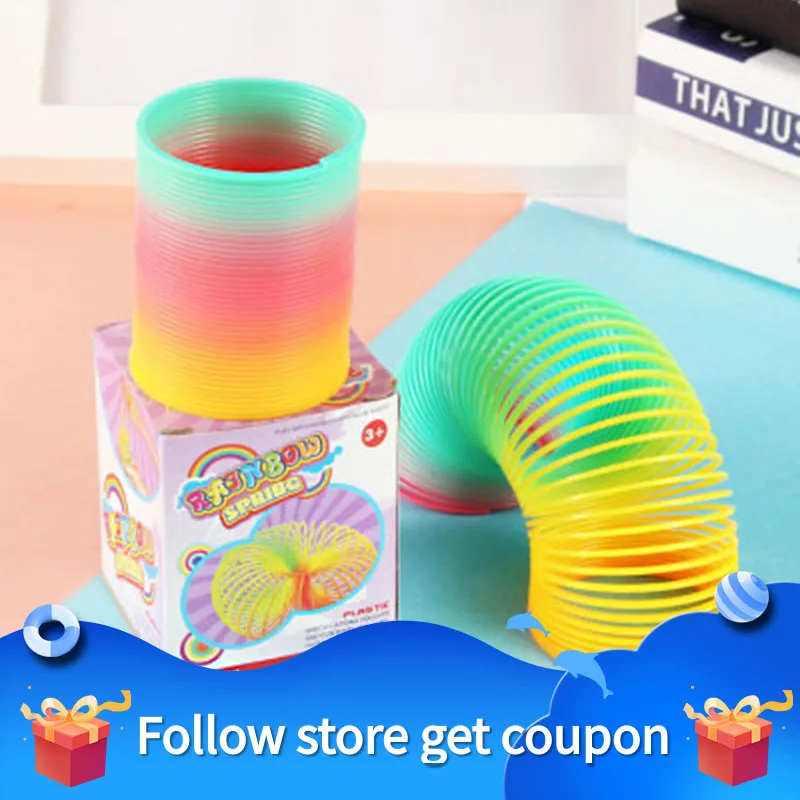 rainbow spring toys anti stress funny game anti stress folding plastic spring creative magic toys for children funny gifts Rainbow Spring Coil Circle Toys Games Magical Folding Plastic Funny Child  Early Educational Creative Gift for Children