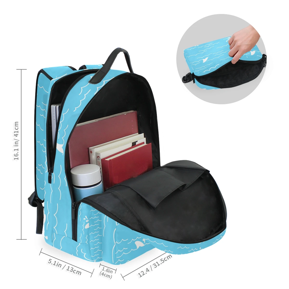 ALAZA школьные ранцы Для женщин 2-в-1 мульти-функциональный рюкзак для девочек синий печати Съемная рюкзаки студ сумка