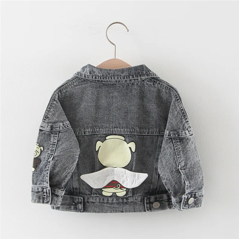

Autumn Baby Girls Long Sleeve Lapel Collar Cartoon Denim Jeans Fashion Jacket Boys Casual Coats Children Kids Outerwear casaco