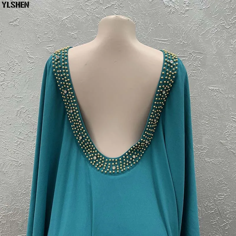 African Dresses for Women Sexy Nail Bead Backless Gown Africa Dress Evening Party Clothes High Quality Robe Femme African Dress 07