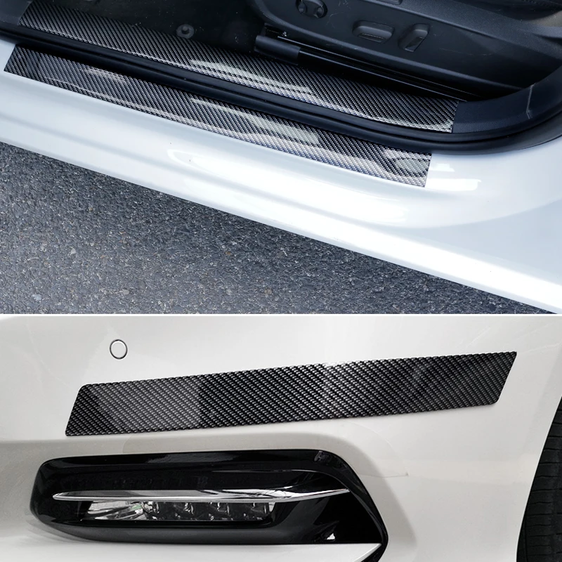 Car Door Protector Scratch Proof Threshold Guard Carbon Fiber Rubber Car Bumper Guard Rear Bumper Guard Scratch Protection Strip