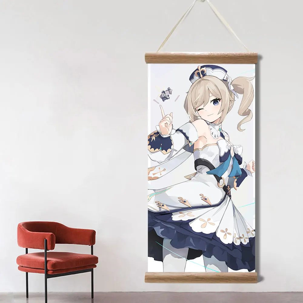 Genshin Impact Poster Barbara Ganyu Xiao Sexy Anime Picture Wall Canvas Posters Art Game Scroll Paintings for Living Room Decor