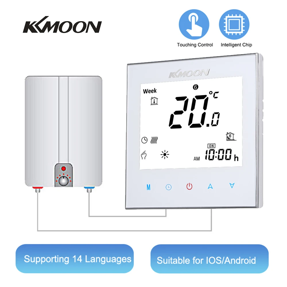 KKmoon цифровой водо-газовый котел термостат с подогревом Wi-Fi Голосовое управление сенсорный экран комнатный регулятор температуры ЖК-дисплей