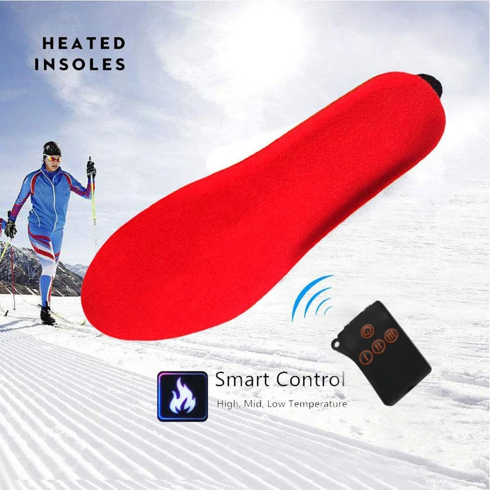 Carbon Fiber Heated Insoles with Wireless Remote Control Battery Powered for Men Women Winter Thermal Heating Insoles Size 41-46