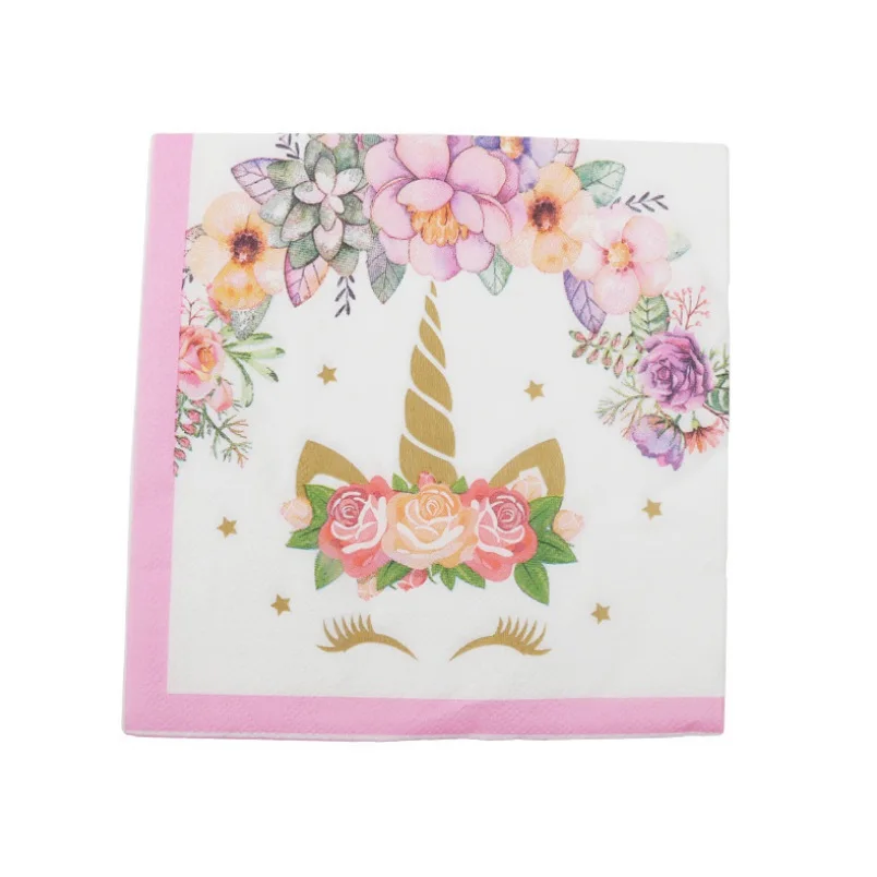 

1 Set Pink Eyelash Unicorn Paper Napkin Towels Wedding Engagement Anniversary Birthday Party Decoration Supplies For Girl