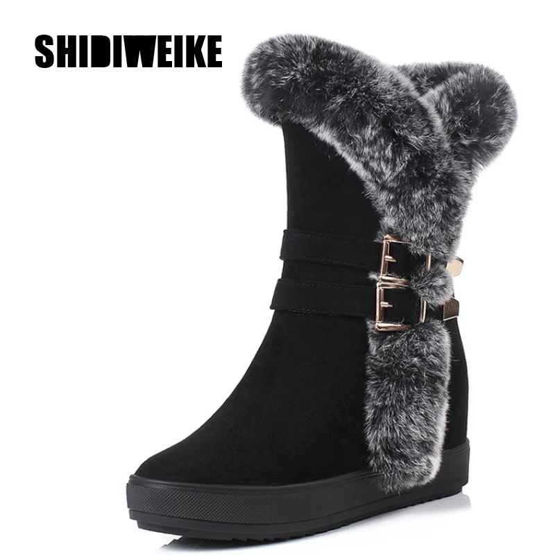 

Fashion Women Snow Boots Plush Ladies Shoes Female Fur Warm Winter Boots Student Shoes Mid-Calf warm boots J644