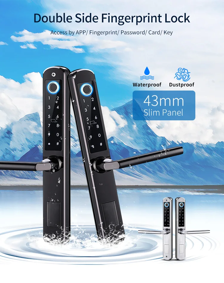 Waterproof Double-sided Gate Lock Fingerprint Lock APP RFID Code Keyless Smart