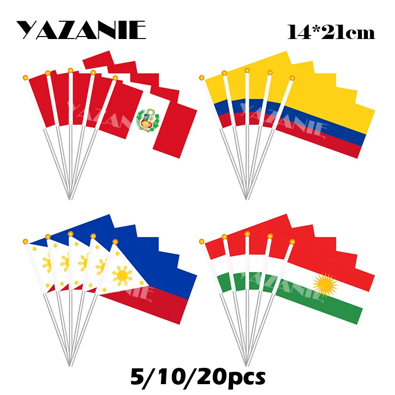 YAZANIE 14х21 см 5/10/20 шт. Перу Колумбии Курдский маленький полиэфирный флаг с принтом