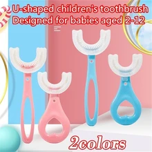 

1Pcs Fashion U-shaped Children's Toothbrush Silicone Toothbrush 2-12 Years Old Oral Cleaning Toothbrush 2 Colors
