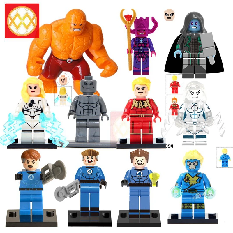 

Fantastic Four The Thing Silver Surfer Invisible Woman Galatcus Doctor Doom Human Torch Ronan Accuser Model Building Blocks Toy