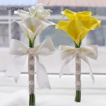 Дешевые Поддельные Свадебный букет из роз подружки невесты свадебное цветочное Мыло свадебный букет из роз лента SPH02