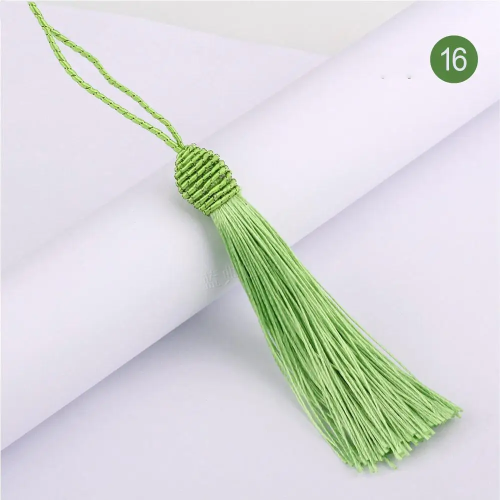 light green 10 шт./партия, 14 см, с удлиненной гайкой кисточка для сережек, Очаровательная подвеска, атласные кисточки, сделай сам, фурнитура для ювелирных изделий, декоративная кисть - Цвет: light green