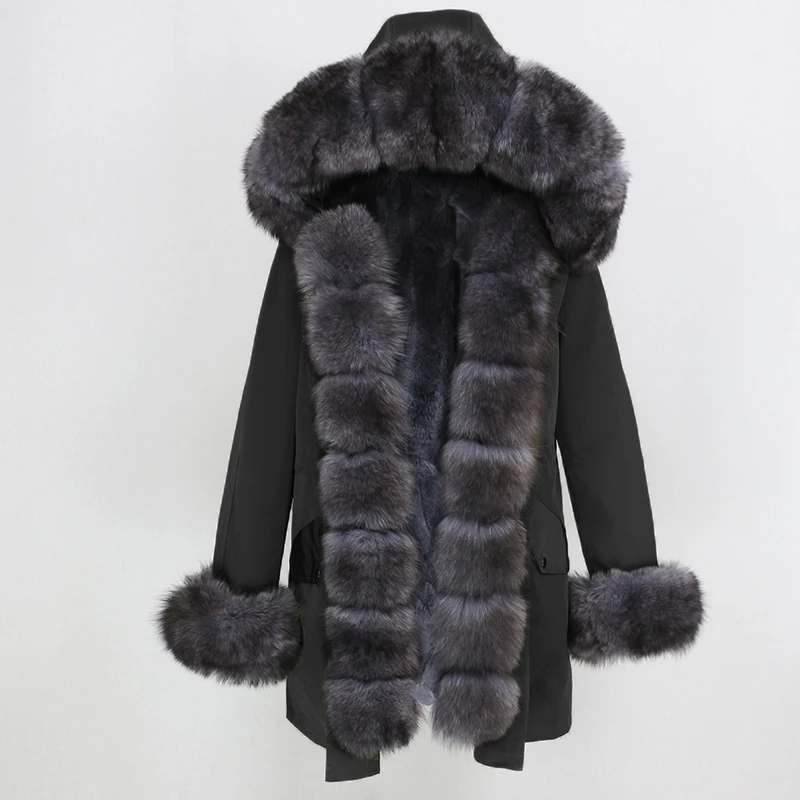 OFTBUY, водонепроницаемая длинная парка, зимняя куртка, для женщин, натуральный мех, пальто, натуральный Лисий мех, воротник, капюшон, толстая, теплая, уличная, съемная, Новинка
