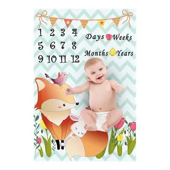 

Cartoon Pattern Infant Baby Milestone Photo Props Background Blankets Play Mats Backdrop Cloth Calendar Photo Newborn Blankets