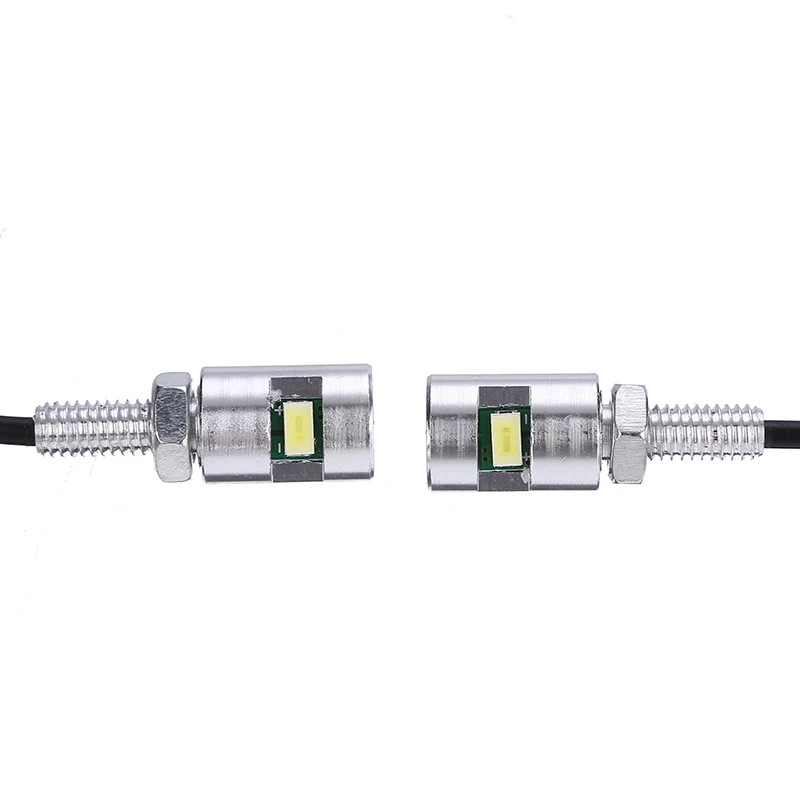 2X Chrome Motorcycle Left/Right License Plate Bolt Light Bulb 12V Car Motor White SMD LED Number Plate Screw Bolt Lamp