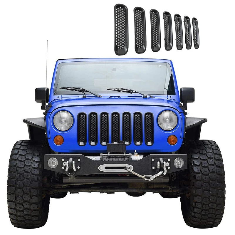 BMBY 7 шт. Зажим в сетку решетка вставки крышка подходит для 07 15 Jeep Wrangler JK матовый