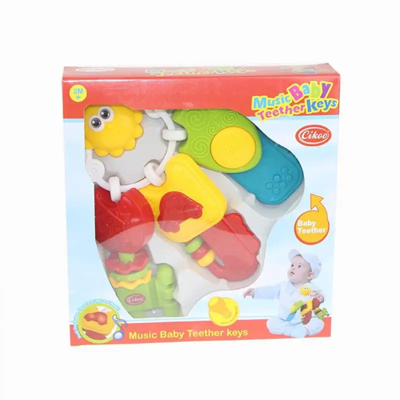 safty baby teether pacifier cartoon teething care silicone Teether Keychain Shape Baby Educational GiftToy Set Music Cognitive