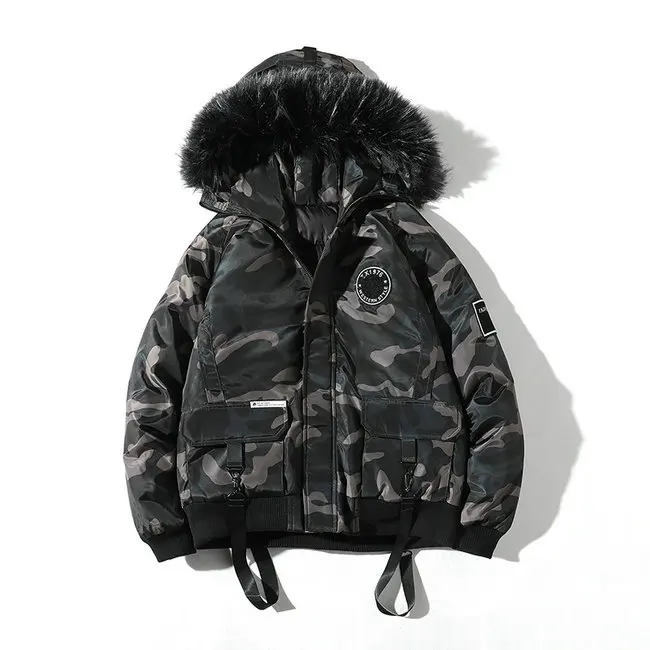 Camouflage Winter Men Streetwear Winter Jacket Camouflage Hooded Warm Parkas Short Style Thick Parka Hombre Windproof Outwear LBZ141 - Цвет: Camouflage