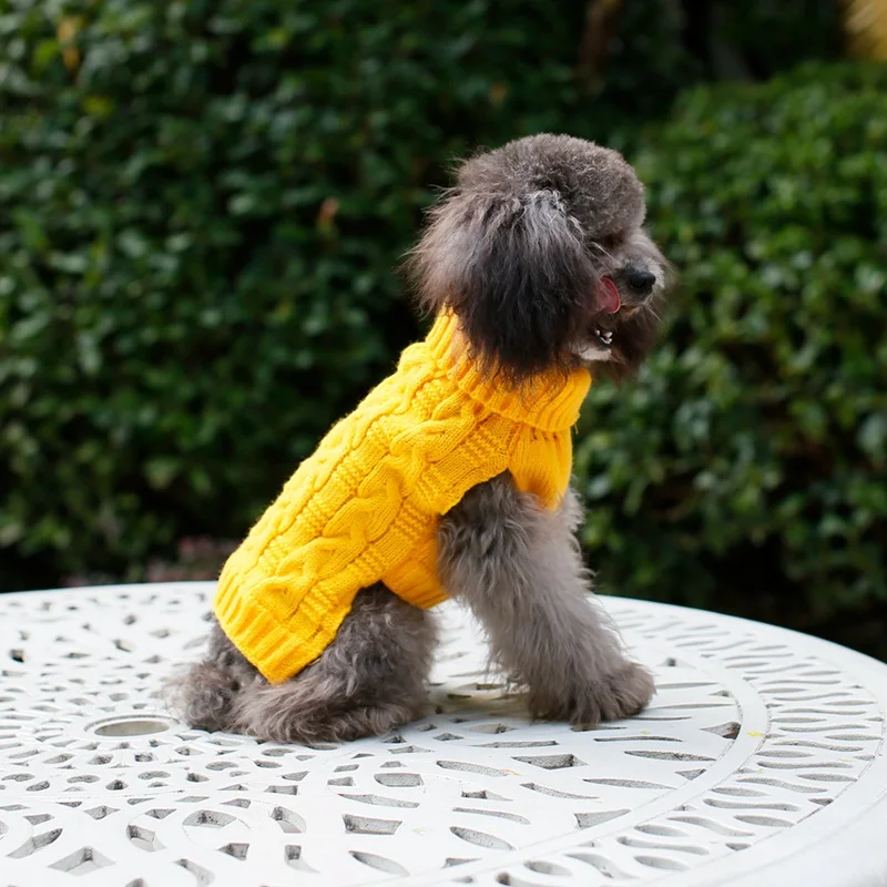 Soft Pet Classic Knitwear Warm Turtleneck Sweater For Small Medium Dogs Autumn Winter Dog Braided Sweatshirt Apparel Unisex