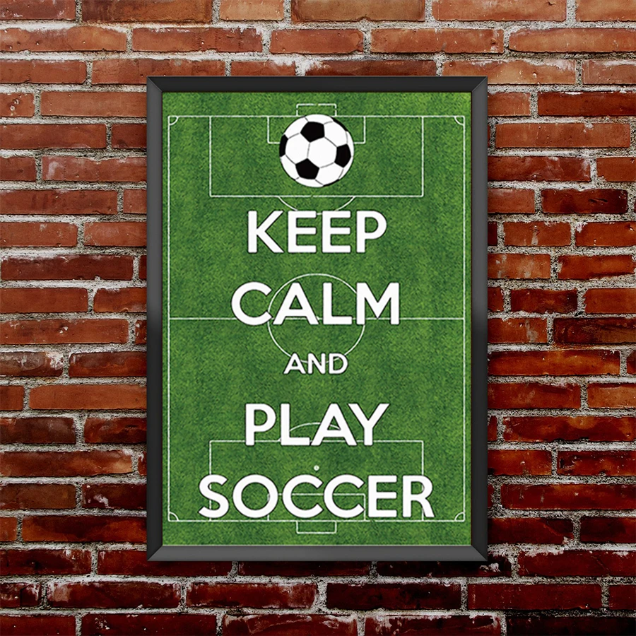Настенная картина с изображением футбольного поля Картина на холсте Keep Calm and Play