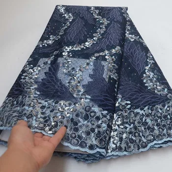 

Classic Hot Sell Tulle Embroidered Mesh Lace Fabric African Lace Fabric High Quality Nigerian Sequins Lace for Party and Wedding