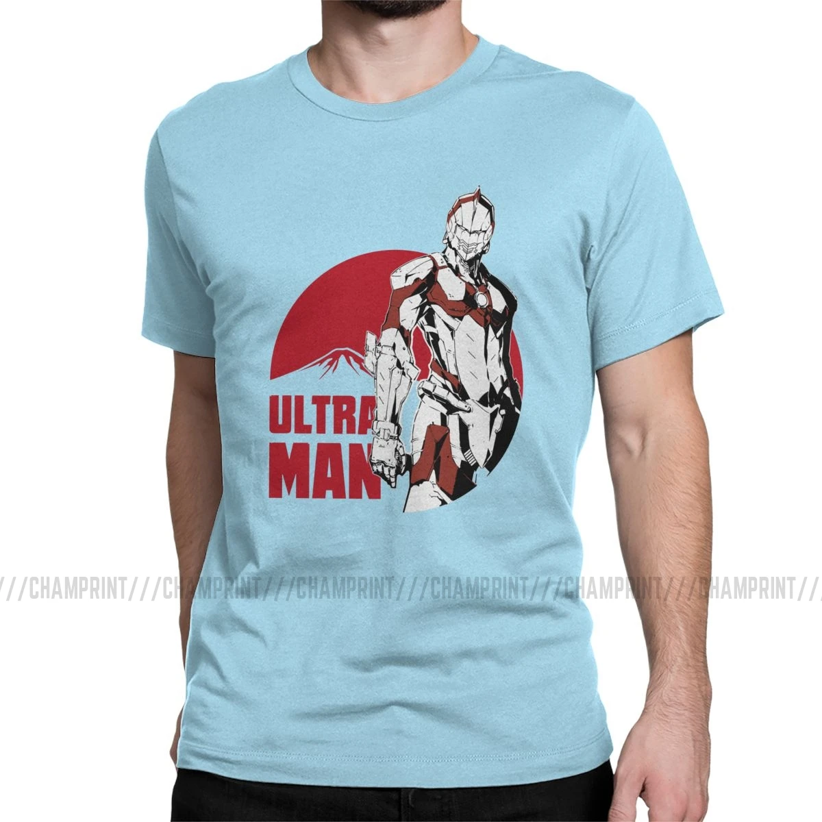 Crazy Ultraman Японские футболки с аниме рисунком мужские хлопковые футболки Rider Hero Robot Kaiju футболка с коротким рукавом летняя одежда - Цвет: Небесно-голубой