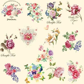 

Flower leaf Butterfly Heat Transfers Iron On Patch For T-shirt Stickers Applications For Clothes Wedding Decorative Appliques