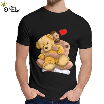 

Round Neck Bear Hug Gay Bear Art Pride Grrr LGBT T-shirt Hip Hop Male Natural Cotton T Shirt Design For Unisex