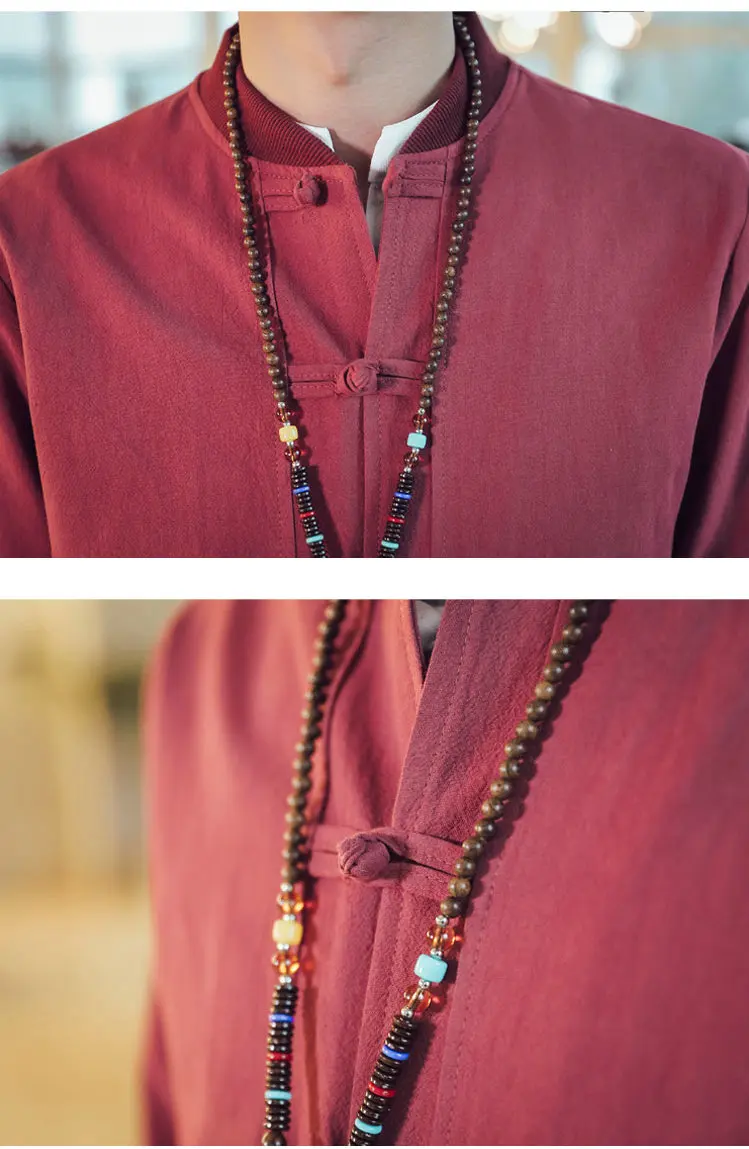 New Traditional Chinese Style Jacket Coat Men Cotton Linen Loose Mens Jackets Solid Casual Coat Male Plus Size M-5XL