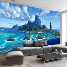 Индивидуальная HD абстрактная ручная роспись Приморский кокос Картина маслом Декоративная фреска обои на заказ Большая фреска зеленые обои