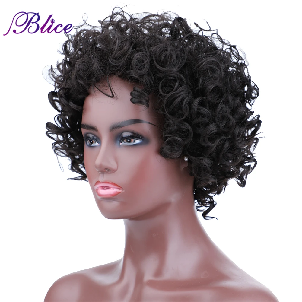Blice синтетические парики без шнурков короткий завиток высокотемпературный термостойкий натуральный черный парик для женщин