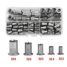 100pcs M3 M4 M5 M6 M8  Carbon Steel with Zinc Plate Flat Head Threaded Rivet Insert Insert Cap Rivnut Rivet Nut