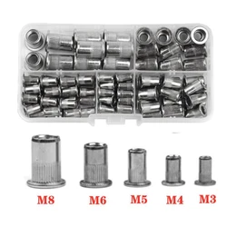 100pcs M3 M4 M5 M6 M8  Carbon Steel with Zinc Plate Flat Head Threaded Rivet Insert Insert Cap Rivnut Rivet Nut