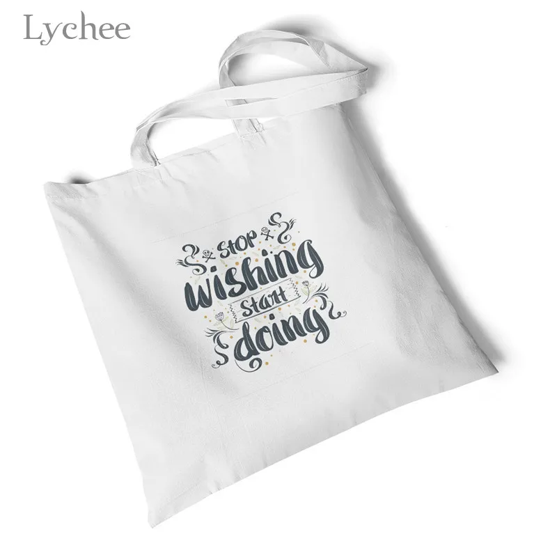 Inspirational letter Lychee Harajuku экологические сумки для покупок Женская Холщовая Сумка с буквенным принтом повседневные Белые пляжные сумки Большая Студенческая сумка на плечо - Цвет: Inspirational letter