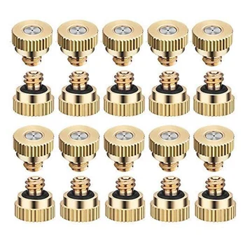 

20 Pack Brass Misting Nozzles Tees, Dust Control Mist Nozzle Sprinkler for Outdoor Cooling System 0.3 mm