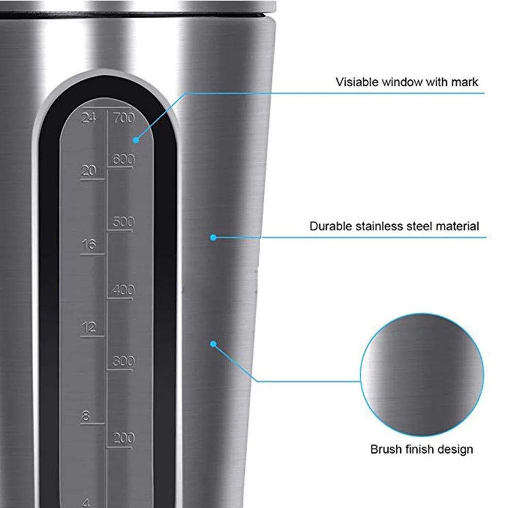 Портативный шейкер для протеинового порошка, бутылка, чашка для тренажерного зала, спортивный шейкер, смешивающие чашки из нержавеющей стали с вакуумной изоляцией
