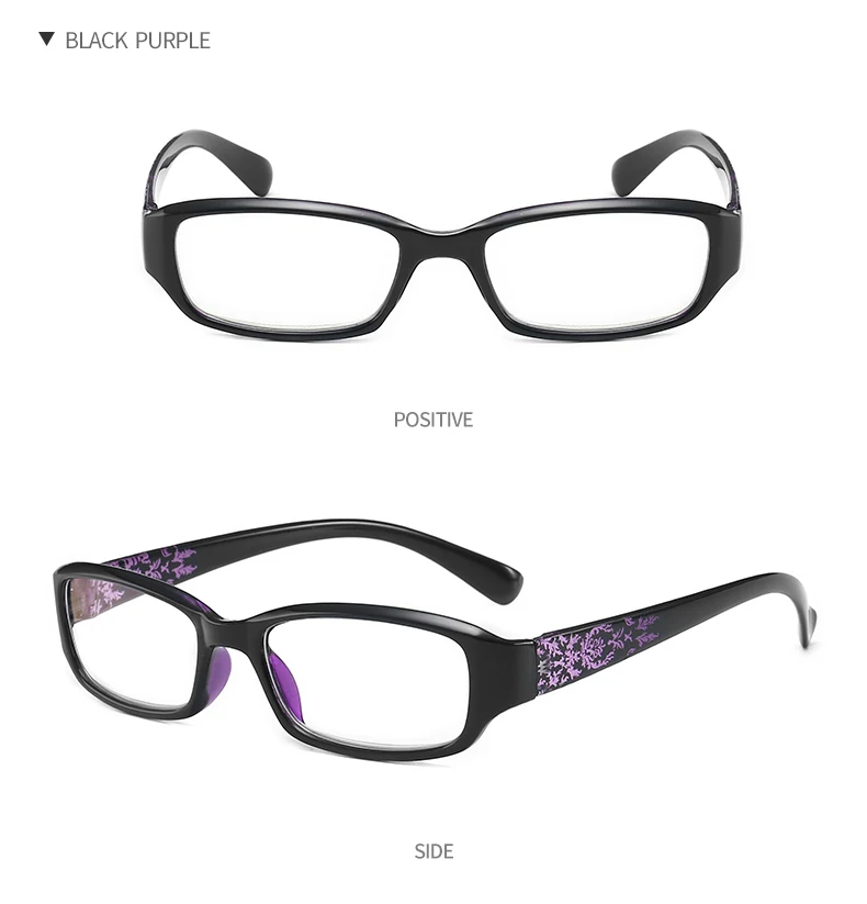 KINZUO Elliptical Frame Reflective Blue Light Reading Glasses Presbyopia Glasses+1.0+1.5+2.0+2.5+3.0+3.5+4.0 UNISEX 18921 - Цвет оправы: Фиолетовый