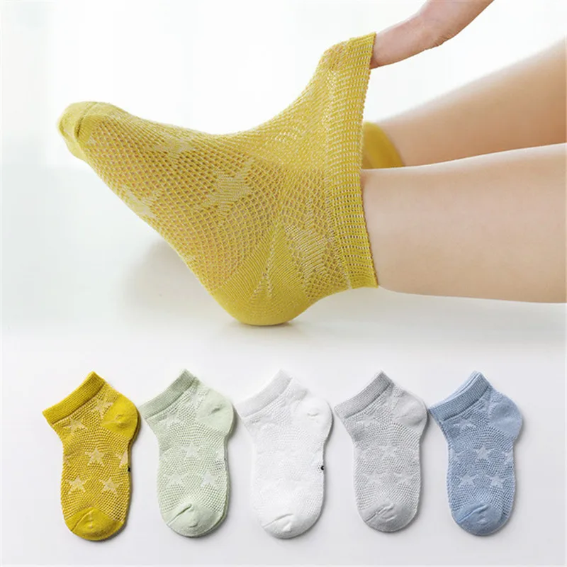 

5 Pairs/Lot Children Cotton Socks Boy Girl Baby Infant Ultrathin Fashion Breathable Solid Mesh Socks for Summer 1-2T Teens Kids