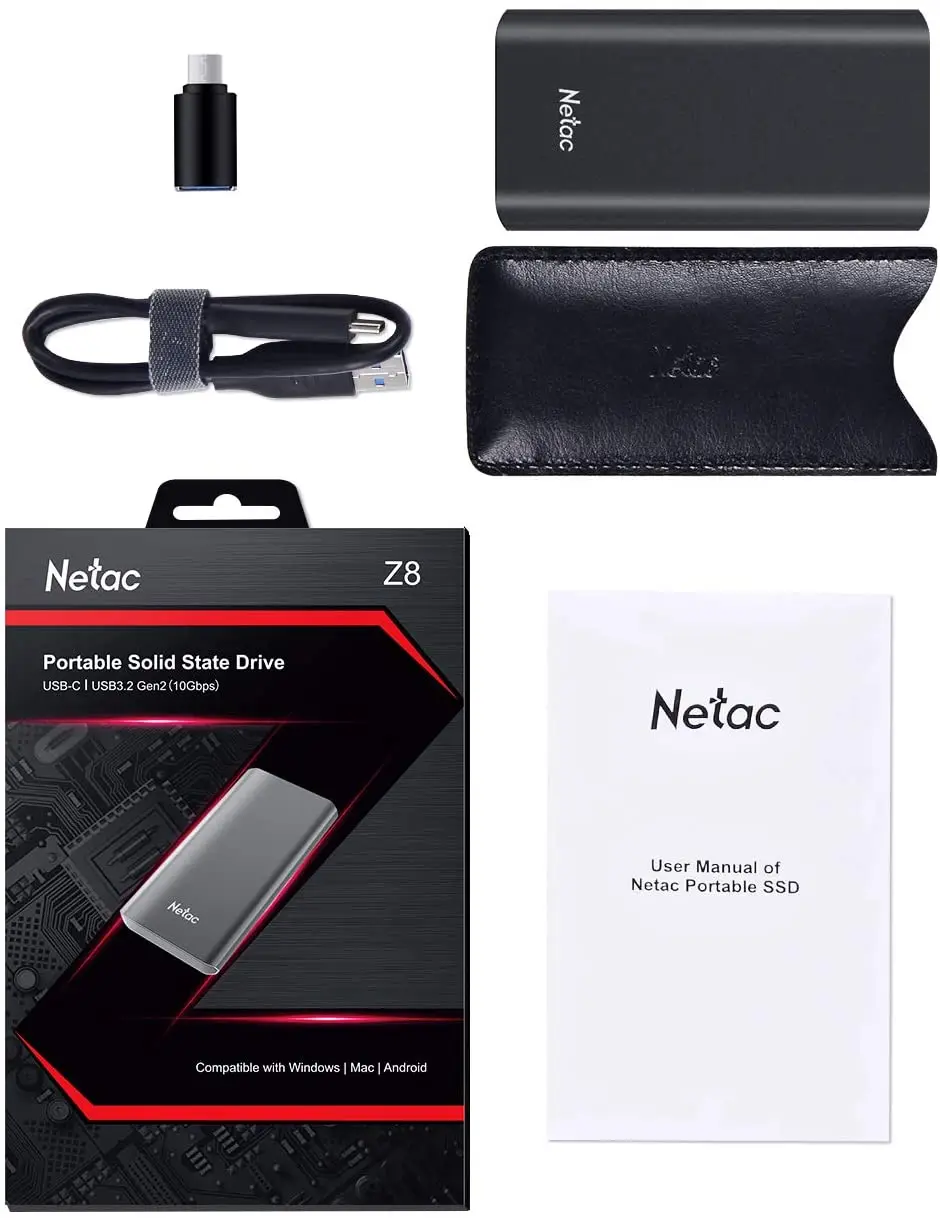 Внешний SSD накопитель Netac Портативный твердотельный емкостью 1 ТБ 500 Гб 250 ГБ USB 3 Gen2