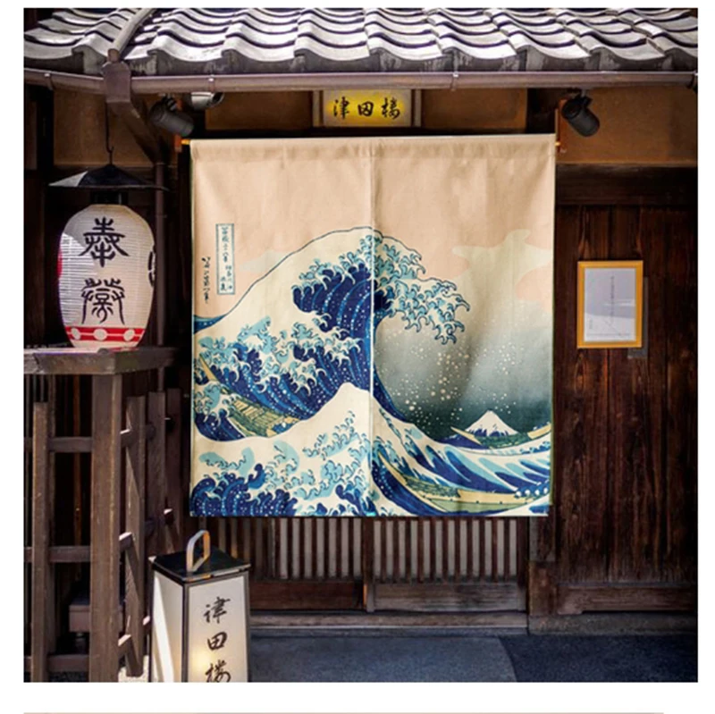 Японская система ukiyo-e затенение занавес ветряная вода занавески подвесные занавески хлопок и лен перегородка занавес