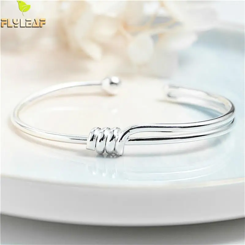 

Flyleaf Asymmetry Real 925 Sterling Silver Bangles For Women Fashion Fine Jewelry Cuff Bracelets & Bangles Personalized