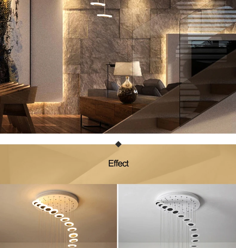 Подвесной светильник, современный минималистичный дуплексный напольный зал, модная атмосфера, Скандинавская лампа для гостиной, вилла, спиральная лестница, длинный подвесной светильник