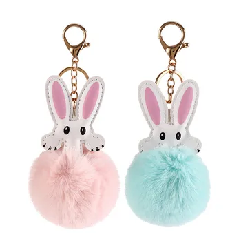 

Cute Fashion Women Rabbit Keychain Faux Rabbit Fur Bunny Key Chains Fluffy Car Key Rings Charm Handbag Key Ring Pendant Key Ring