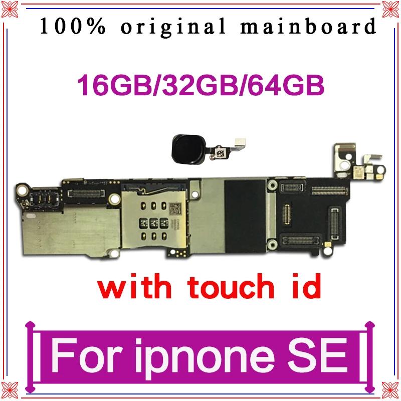

Factory unlocked for iphone SE Motherboard with Touch ID/Without Touch ID 100% Original for iphone 5SE Mainboard with Full Chips
